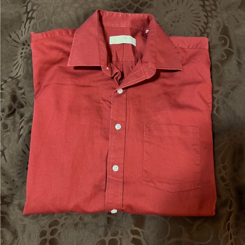 Men's Michael Kor’s Red Button-Up Long Sleeved Shirt Size 16/34-35